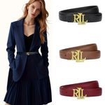 New RL letter buckle 2.5cm wide women's belts. Fashionable casual belts