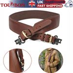 TOURBON Leather Rifle Sling Adjustable Shotgun Shoulder Strap with Swivels UK