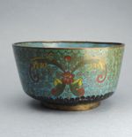 antique Chinese cloisonné enamel bowl  Enamel Turquoise Floral 4⅓in X 3½in