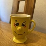  Funny Faces Yellow Mug Happy Expression - Retro Tableware VGC