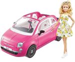 Barbie Doll And Pink Fiat 500 Car Vehicle New Kids Childrens Toy