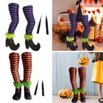 2pcs Halloween Witch Legs With Stakes Scary Yard Halloween