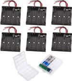 (Pack of 6) 4 AA Battery Holder, Battery Storage Box, Battery Holder Case Box wi