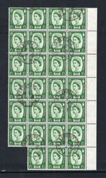 1958 1/3 GREEN NORTHERN IRELAND REGIONAL SUPERB USED BLOCK OF 27. SG NI5