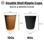 Double Wall Ripple Coffee Cups Disposable 8oz/12oz Hot&Cold Use Insulated