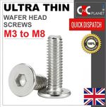 M3 M4 M5 M6 M8 Ultra Thin Wafer Flat Head  Screws Bolt Allen  Stainless Steel UK