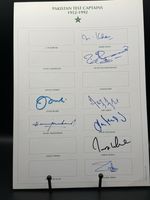Pakistan Test Captains 1952-92 x 8 Hand Signed Card-From Collectors Estate