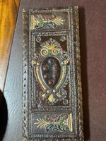LEATHER COVER  BRIDGE SCORE BOOK  CARD GAMES, ORNATE HAND-STITCHED,  HAND TOOLED