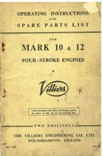 VILLIERS Mk10 (98cc) Mk12 (120cc) ENGINE ORIG. 1956 OWNERS HANDBOOK & PARTS LIST