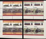 Tuvalu Trains 30c And $1 Block Of 4each + Error Each Block Imperf Stamps NHM