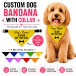 Personalised Dog Bandana Custom Text Dog Scarf with Collar Funny Dog Warning UK