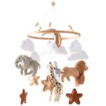 Safari Animal Baby Crib Mobile Wooden Ring Zoo Animal Nursery Hanging Decor