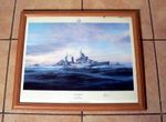 Royal Navy Print of HMS Belfast signed by her Captain “Sir F. Parham”(1942-44)
