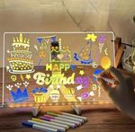 LED Note Board w/ 7Colour Pen Acrylic Dry Erase Kid's Drawing 30 *20cm
