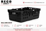 50 x USED BLACK DEEP 600x400x250mm BALE ARM CRATE STACKING TRAY STORAGE BOX