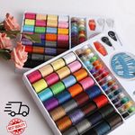 64PCS Sewing Thread Kit Polyester Bobbins Assorted Colors Hand Machine Sewing