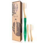 3 Bamboo Toothbrushes Castor Oil Bristles Biodegradable Wood