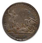 1702 QUEEN ANNE SILVER CORONATION MEDAL 35mm BY JOHN CROKER - EIMER 390 M246