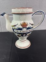 Delft Holland  Polychrome Apothecary Oil/ Creamer Pot Jug  Ol  Castoris