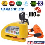 Motorcycle Alarm Disc Brake Lock Anti Theft Security Wheel Disc Lock 4ft Cable