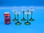 5 x Luminarc France Green Stemmed Hock Glasses - 16 cm Tall - Label - GC
