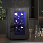 Mini Drinks and Wine Fridge, Freestanding Cooler Fridge, 8 Bottle, Refurbished