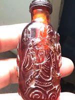 amber carved chinese snuff bottle