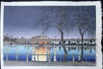 Hasui Kawase "Shinobazu Pond Night" Japanese Woodblock Print Ukiyo-e