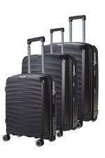 Rock Luggage Hard Shell Classic Black Suitcase Set 8 Wheel Trolley Cabin Bags