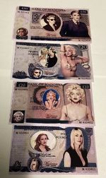 Madonna Collectable Novelty Banknotes Set Of Four Notes.