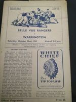 RARE VINTAGE RUGBY LEAGUE PROGRAMME BELLE VUE RANGERS V WARRINGTON 22ND OCT 1949