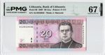 Lithuania, Bank of Lithuania P69 2007 20 Litu, PMG Graded 67 Superb Gem Unc