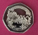 2008 Gibraltar Christmas Coin 50p Fifty Pence Coin UNC Coach And Reindeers