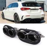 GLOSS BLACK QUAD EXHAUST TIP CONVERSION FOR MERCEDES A CLASS A35 AMG W177 18+