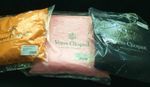 Veuve Clicquot Champagne Cushions x 3 EMBROIDERED LOGOS Still in polybag Vintage