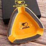 Ceramic Cigar Ashtray Portable 3 Cigars Holder Cigarette Gadget Home Men's Gift
