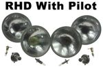 5.75" 5 3/4" Classic Car Inner & Outer Headlights Headlamps Halogen H4 & H1 Set