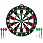 Classic Dartboard 17" with 6 Darts Traditional Family Pub Game Wall Hanging