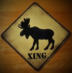 Moose Crossing Sign Rustic Cabin Lodge Metal Wall Decor Woodland Hunting Decor