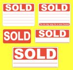Red SOLD Stickers / Swing Tag Labels / Sticky Labels - Removable Adhesive