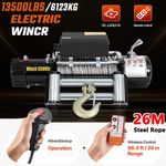 Electric Winch 12v 13500lb 26M Steel Rope with Wireless Remote Trailer Recovery