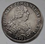 •1753•GERMAN STATE•WIED NEUWIED•1/4 GULDEN THALER•SILVER COIN•