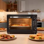 Black 48L Mini Oven Countertop Electric Toaster Oven with Adjustable Temp Timer