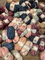Large Bundle Mixed colour striped variegated 4 ply dk Aran knitting yarn 1000g