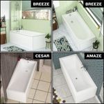 Bathroom Single Double Ended Bath tub Straight Acrylic Gloss White Square Screen
