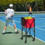Foldable Tennis Ball Cart with Side Pockets 160 Balls Capacity Coaching Red