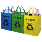 Multicoloured Reusable Recycle Bags Large Household Waste Glass Paper Set of 3