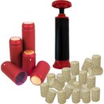 Home Brew Wine Closing Kit Hand Corker  with 20 Corks and 100 RED Shrink Caps