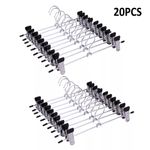 20-Strong Metal Clips Hangers Chrome Clothes Coat Trouser Skirt Non-slip Rack⭐⭐⭐