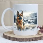 German Shepherd Dog Winter Mug - Gift Christmas, Birthday, Landscape